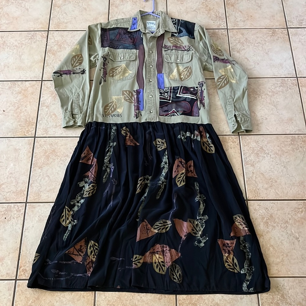Vintage V. C.‎ Torias Hand Painted Wearable Art Maxi Dress, Sz S/M